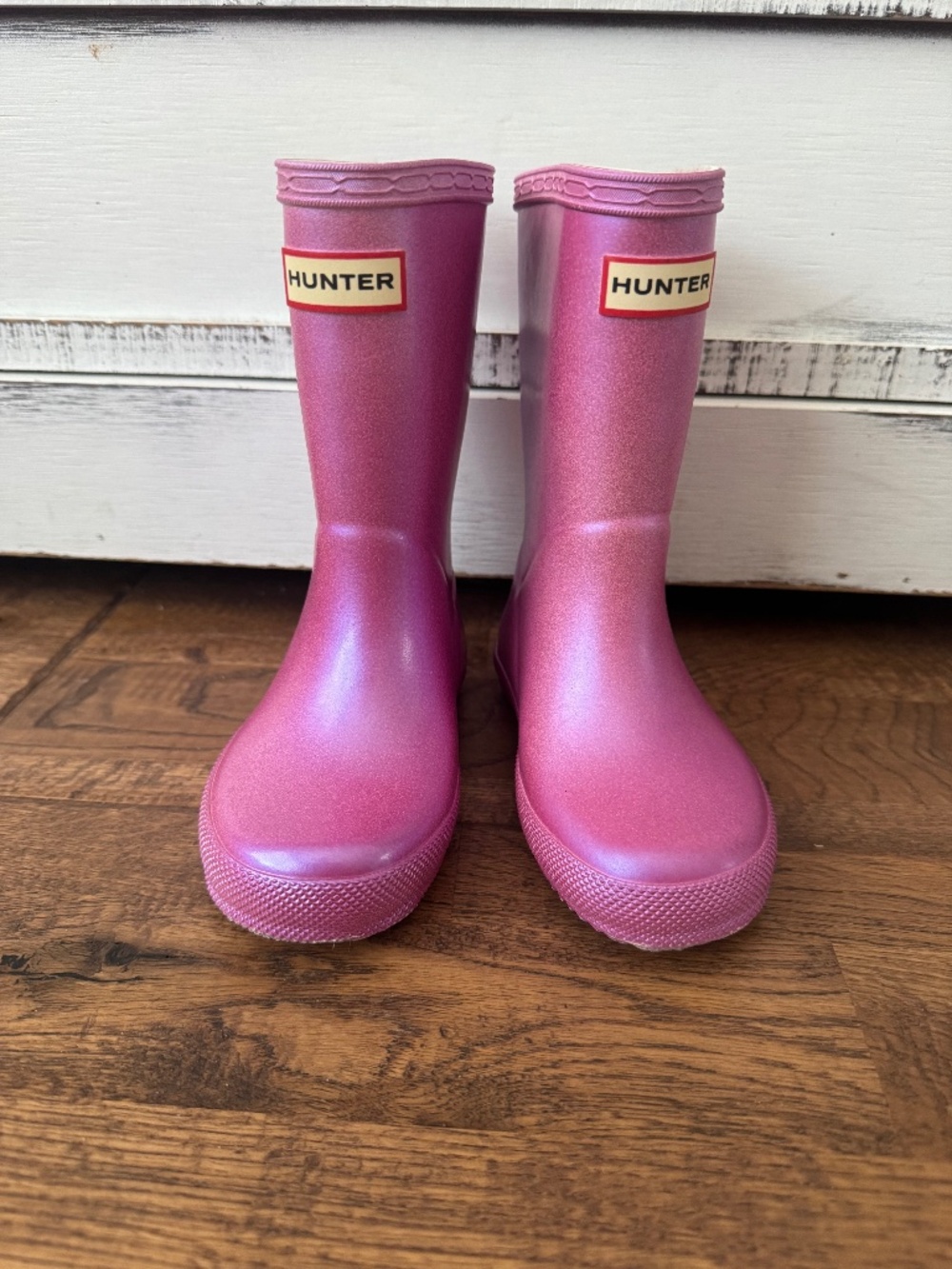 Hunter Kids First Rain Boots Nebula Pink Shimmer Toddler Size 7